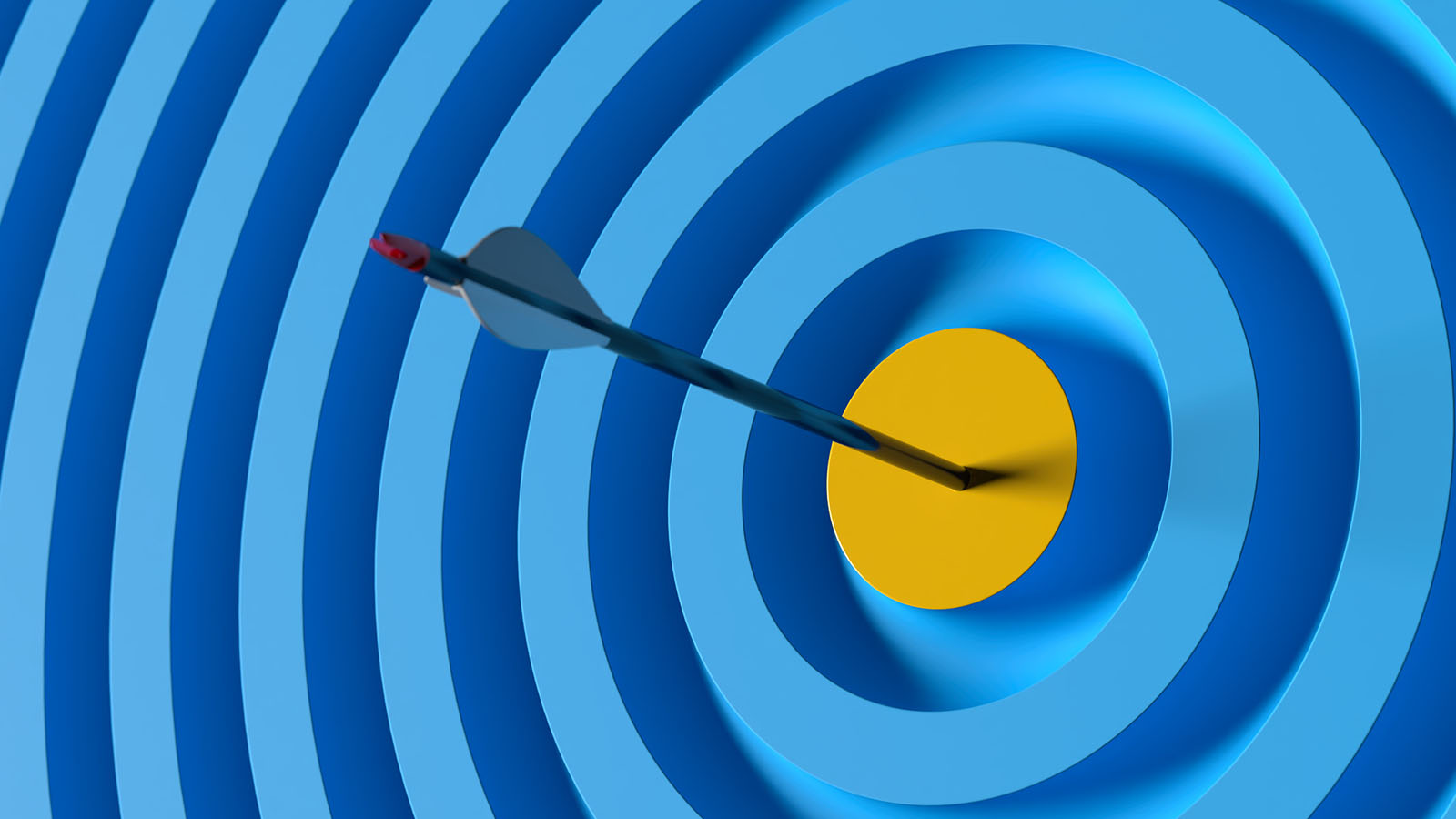 Arrow hitting target blue yellow leadership aiming achievement goal target