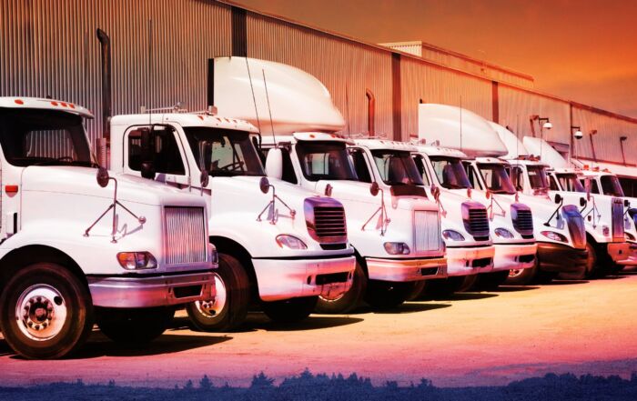 Image of a fleet of vehicles on a road