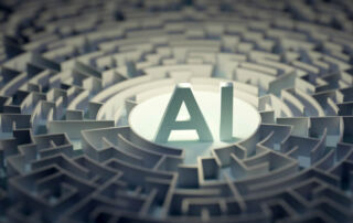 AI in procurement illustrated as the center of a maze, highlighting its role in solving supply chain complexity.
