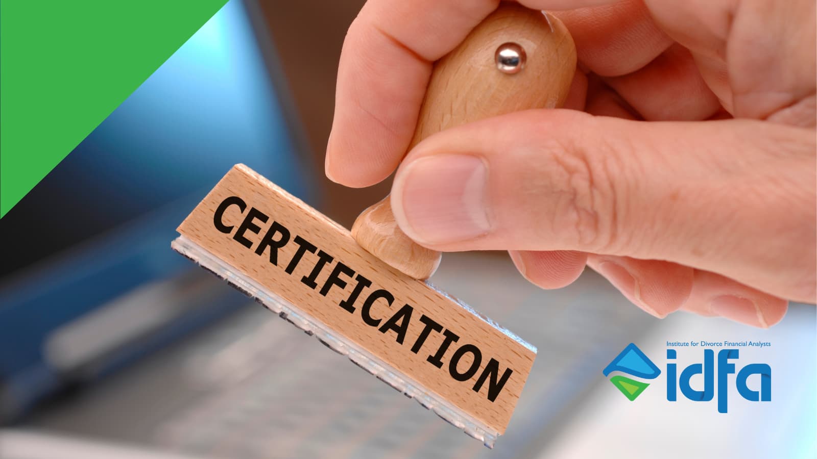 Red certification stamp symbolizing the CFP Board guide on divorce financial planning and professional expertise standards.